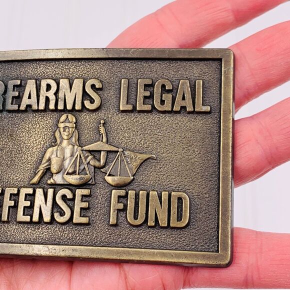 Vintage Firearms Legal Defense Fund Solid Brass Belt Buckle‎ 3.25"x2.5" - Picture 4 of 6